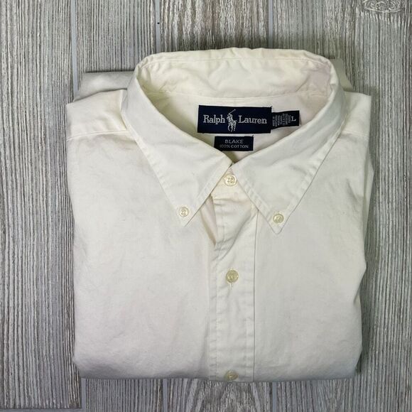 Vintage Ralph Lauren Blake Style Ivory Short Sleeve Button Up Men’s Size Large N - Picture 7 of 9